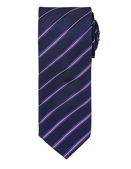 Sports Stripe Tie zum Besticken und Bedrucken in der Farbe Navy-Purple mit Ihren Logo, Schriftzug oder Motiv.