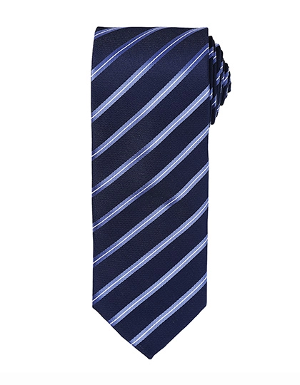 Sports Stripe Tie zum Besticken und Bedrucken in der Farbe Navy-Royal mit Ihren Logo, Schriftzug oder Motiv.