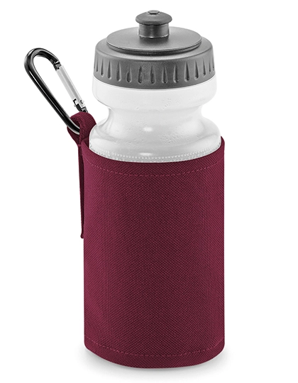 Water Bottle And Holder zum Besticken und Bedrucken in der Farbe Burgundy mit Ihren Logo, Schriftzug oder Motiv.