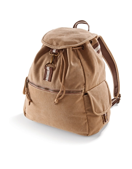Vintage Canvas Backpack zum Besticken und Bedrucken in der Farbe Sahara mit Ihren Logo, Schriftzug oder Motiv.