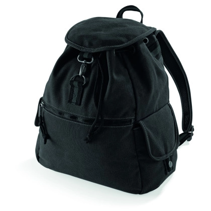 Vintage Canvas Backpack zum Besticken und Bedrucken in der Farbe Vintage Black mit Ihren Logo, Schriftzug oder Motiv.
