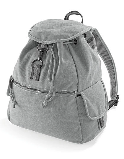 Vintage Canvas Backpack zum Besticken und Bedrucken in der Farbe Vintage Light Grey mit Ihren Logo, Schriftzug oder Motiv.