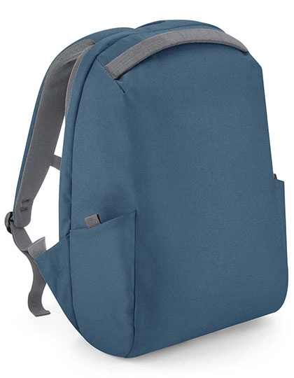Project Recycled Security Backpack Lite zum Besticken und Bedrucken in der Farbe Slate Blue mit Ihren Logo, Schriftzug oder Motiv.