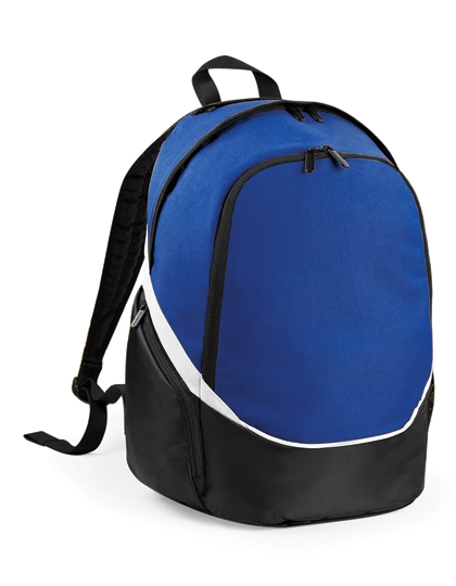Pro Team Backpack zum Besticken und Bedrucken in der Farbe Bright Royal-Black-White mit Ihren Logo, Schriftzug oder Motiv.
