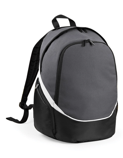 Pro Team Backpack zum Besticken und Bedrucken in der Farbe Graphite Grey-Black-White mit Ihren Logo, Schriftzug oder Motiv.