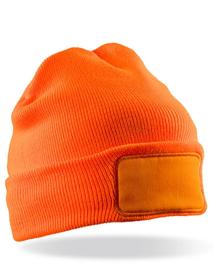 Double Knit Thinsulate™ Printers Beanie zum Besticken und Bedrucken in der Farbe Fluorescent Orange mit Ihren Logo, Schriftzug oder Motiv.
