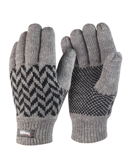 Pattern Thinsulate Glove zum Besticken und Bedrucken in der Farbe Grey-Black mit Ihren Logo, Schriftzug oder Motiv.