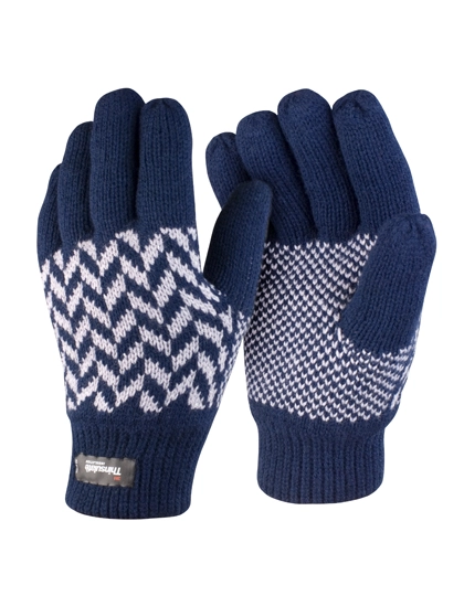 Pattern Thinsulate Glove zum Besticken und Bedrucken in der Farbe Navy-Grey mit Ihren Logo, Schriftzug oder Motiv.