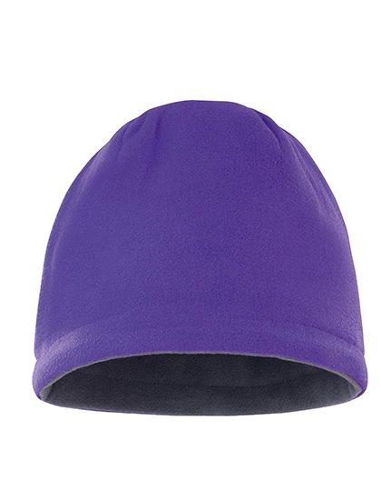 Reversible Fleece Skull Hat zum Besticken und Bedrucken in der Farbe Purple-Charcoal Grey mit Ihren Logo, Schriftzug oder Motiv.
