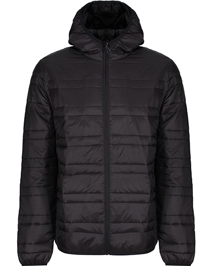 Men´s Hooded Firedown Packaway Baffle Jacket zum Besticken und Bedrucken in der Farbe Black-Black mit Ihren Logo, Schriftzug oder Motiv.