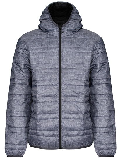 Men´s Hooded Firedown Packaway Baffle Jacket zum Besticken und Bedrucken in der Farbe Grey Marl-Black mit Ihren Logo, Schriftzug oder Motiv.