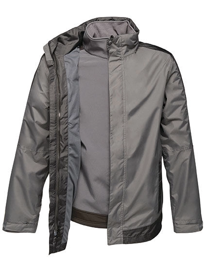 Men´s Contrast Softshell Jacket 3in1 zum Besticken und Bedrucken in der Farbe Seal Grey (Solid)-Black mit Ihren Logo, Schriftzug oder Motiv.