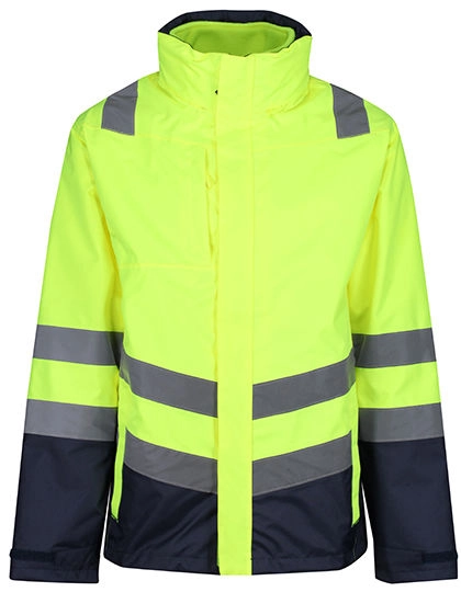 Pro Hi-Vis 3 in 1 Jacket zum Besticken und Bedrucken in der Farbe Yellow-Navy mit Ihren Logo, Schriftzug oder Motiv.