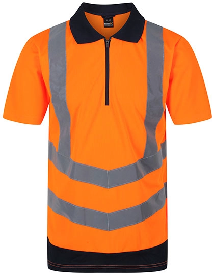 Pro Hi-Vis Polo zum Besticken und Bedrucken in der Farbe Orange-Navy mit Ihren Logo, Schriftzug oder Motiv.