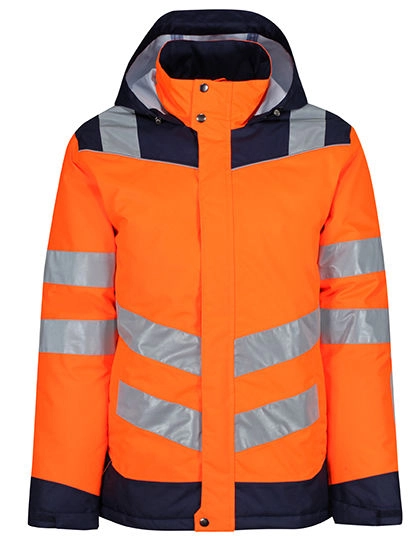 Pro Hi-Vis Thermogen Heated Jacket zum Besticken und Bedrucken in der Farbe Orange-Navy mit Ihren Logo, Schriftzug oder Motiv.