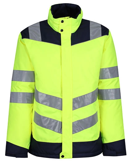 Pro Hi-Vis Thermogen Heated Jacket zum Besticken und Bedrucken in der Farbe Yellow-Navy mit Ihren Logo, Schriftzug oder Motiv.