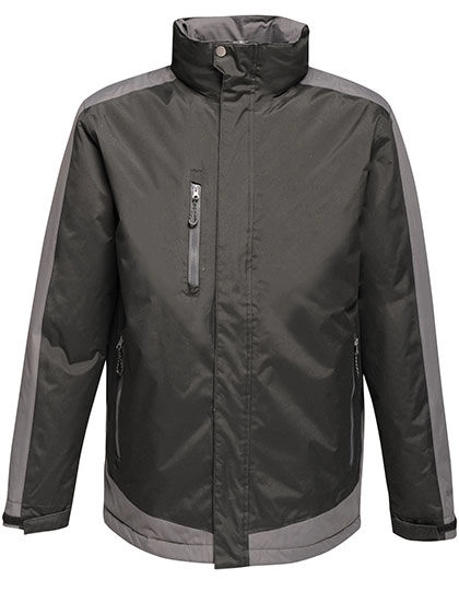 Contrast Insulated Jacket zum Besticken und Bedrucken in der Farbe Black-Seal Grey (Solid) mit Ihren Logo, Schriftzug oder Motiv.