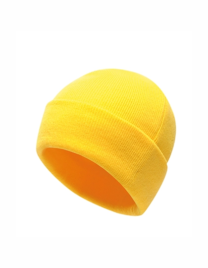 Axton - Cuffed Beanie zum Besticken und Bedrucken in der Farbe Bright Yellow mit Ihren Logo, Schriftzug oder Motiv.