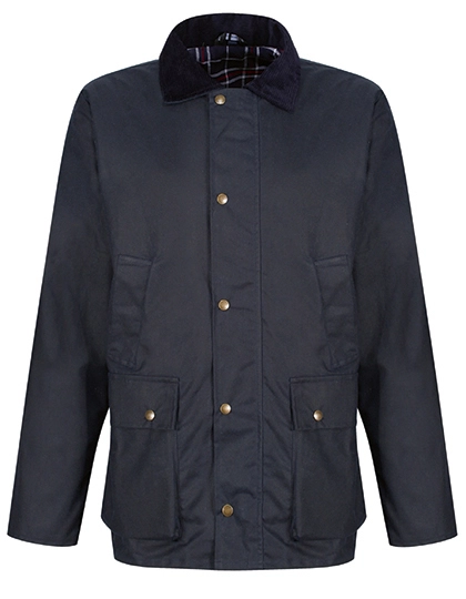 Banbury Wax Jacket zum Besticken und Bedrucken in der Farbe Navy mit Ihren Logo, Schriftzug oder Motiv.
