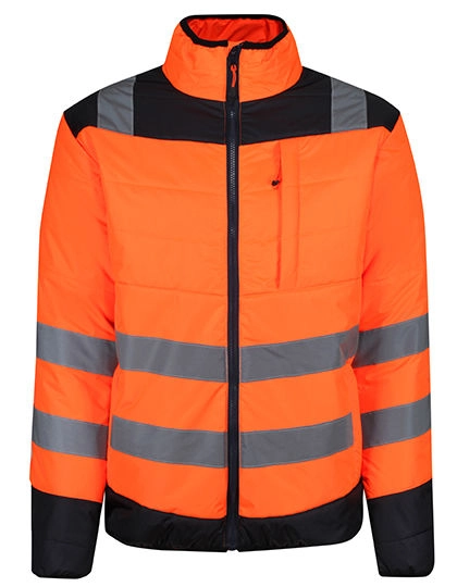 Pro Hi-Vis Thermal Jacket zum Besticken und Bedrucken in der Farbe Orange-Navy mit Ihren Logo, Schriftzug oder Motiv.