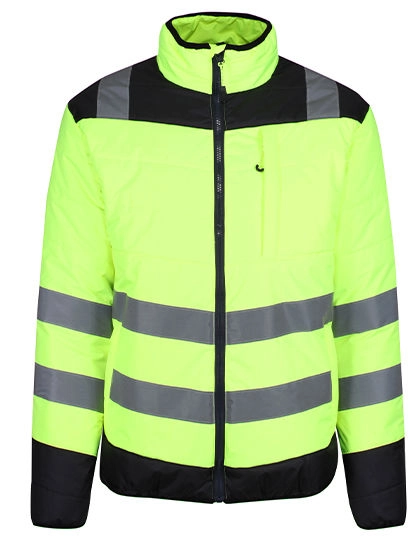 Pro Hi-Vis Thermal Jacket zum Besticken und Bedrucken in der Farbe Yellow-Navy mit Ihren Logo, Schriftzug oder Motiv.