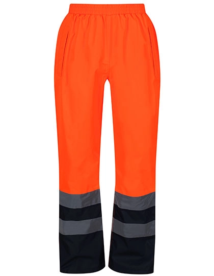 Pro Hi-Vis Over Trousers zum Besticken und Bedrucken in der Farbe Orange-Navy mit Ihren Logo, Schriftzug oder Motiv.