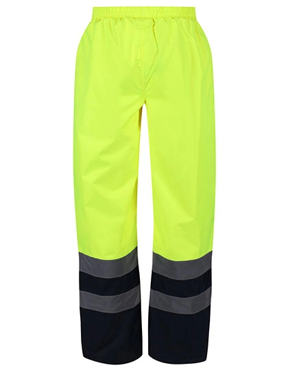 Pro Hi-Vis Over Trousers zum Besticken und Bedrucken in der Farbe Yellow-Navy mit Ihren Logo, Schriftzug oder Motiv.