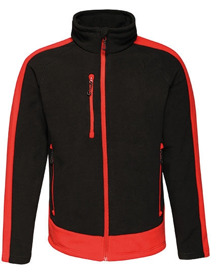 Contrast 300G Fleece Jacket zum Besticken und Bedrucken in der Farbe Black-Classic Red mit Ihren Logo, Schriftzug oder Motiv.