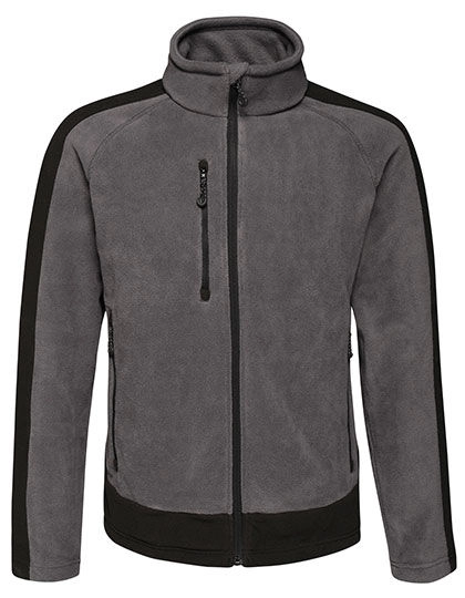 Contrast 300G Fleece Jacket zum Besticken und Bedrucken in der Farbe Seal Grey (Solid)-Black mit Ihren Logo, Schriftzug oder Motiv.