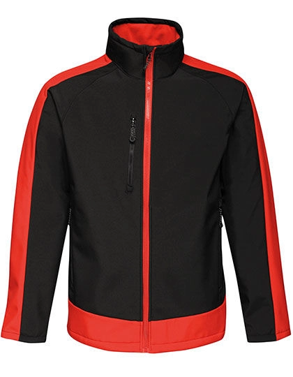 Contrast Printable 3 Layer Membrane Softshell Jacket zum Besticken und Bedrucken in der Farbe Black-Classic Red mit Ihren Logo, Schriftzug oder Motiv.