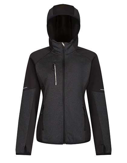 Women´s X-Pro Coldspring II Hybrid Fleece Jacket zum Besticken und Bedrucken in der Farbe Grey Marl-Black mit Ihren Logo, Schriftzug oder Motiv.
