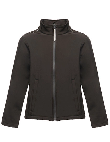 Kids´ Classmate Softshell Jacket zum Besticken und Bedrucken in der Farbe Black-Seal Grey (Solid) mit Ihren Logo, Schriftzug oder Motiv.