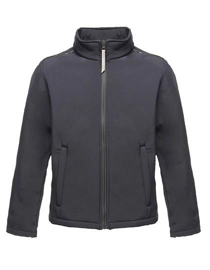 Kids´ Classmate Softshell Jacket zum Besticken und Bedrucken in der Farbe Navy-Seal Grey (Solid) mit Ihren Logo, Schriftzug oder Motiv.