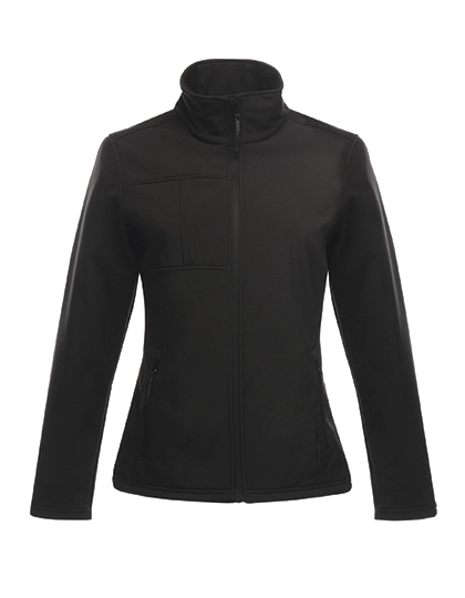 Women´s Softshell Jacket - Octagon II zum Besticken und Bedrucken in der Farbe Black-Black mit Ihren Logo, Schriftzug oder Motiv.