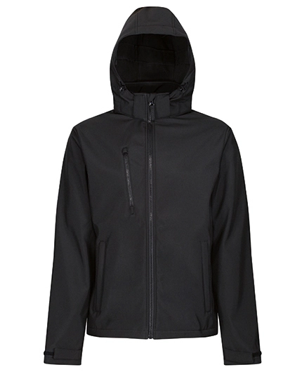 Venturer 3-Layer Printable Hooded Softshell Jacket zum Besticken und Bedrucken in der Farbe Black-Black mit Ihren Logo, Schriftzug oder Motiv.