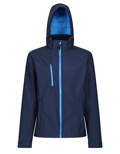 Venturer 3-Layer Printable Hooded Softshell Jacket zum Besticken und Bedrucken in der Farbe Navy-French Blue mit Ihren Logo, Schriftzug oder Motiv.