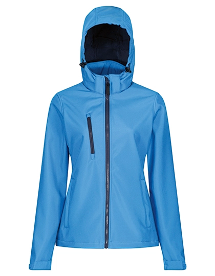 Women´s Venturer 3-Layer Printable Hooded Softshell Jacket zum Besticken und Bedrucken in der Farbe French Blue-Navy mit Ihren Logo, Schriftzug oder Motiv.