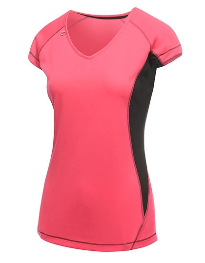 Women´s Beijing T-Shirt zum Besticken und Bedrucken in der Farbe Hot Pink-Black mit Ihren Logo, Schriftzug oder Motiv.