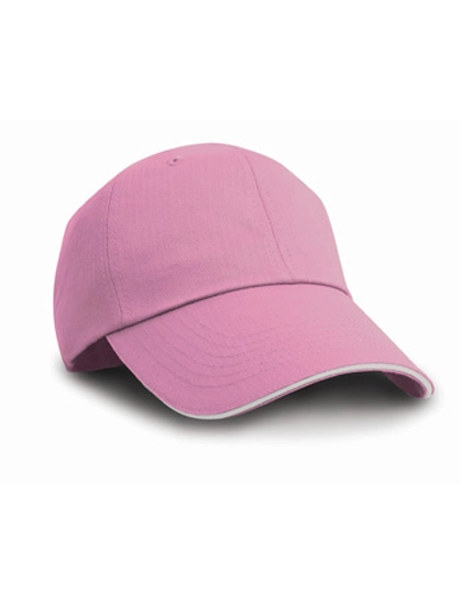Herringbone Cap With Sandwich Peak zum Besticken und Bedrucken in der Farbe Pink-White mit Ihren Logo, Schriftzug oder Motiv.