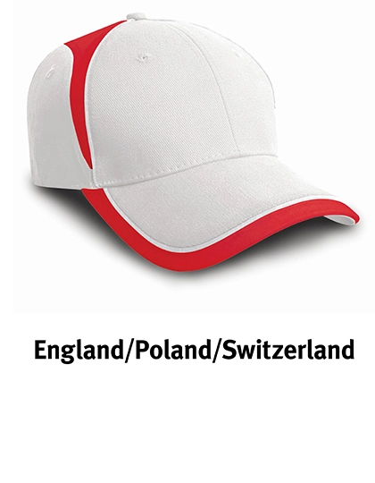 National Cap zum Besticken und Bedrucken in der Farbe England White-Red mit Ihren Logo, Schriftzug oder Motiv.