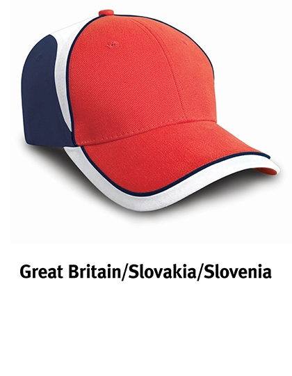 National Cap zum Besticken und Bedrucken in der Farbe Great Britain Red-Navy-White mit Ihren Logo, Schriftzug oder Motiv.