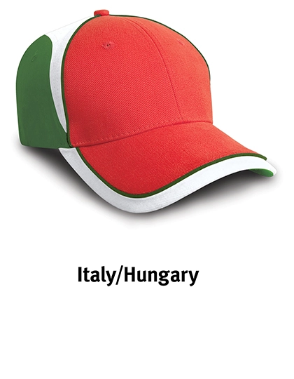 National Cap zum Besticken und Bedrucken in der Farbe Italy Red-Green-White mit Ihren Logo, Schriftzug oder Motiv.