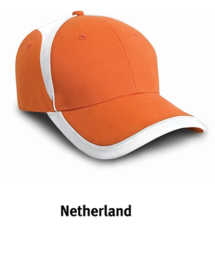 National Cap zum Besticken und Bedrucken in der Farbe Netherland Orange-White mit Ihren Logo, Schriftzug oder Motiv.