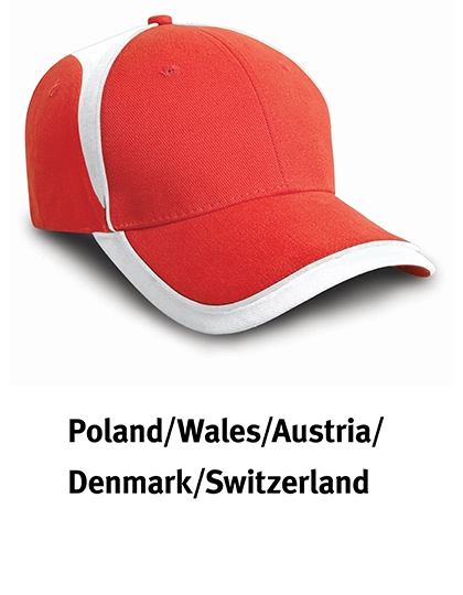 National Cap zum Besticken und Bedrucken in der Farbe Poland or Denmark Red-White mit Ihren Logo, Schriftzug oder Motiv.