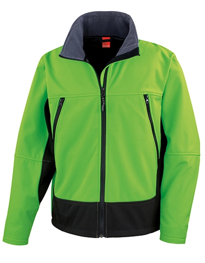 Activity Softshell Jacket zum Besticken und Bedrucken in der Farbe Vivid Green-Black mit Ihren Logo, Schriftzug oder Motiv.