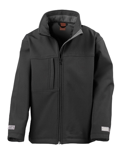 Junior Classic Soft Shell Jacket zum Besticken und Bedrucken in der Farbe Black mit Ihren Logo, Schriftzug oder Motiv.