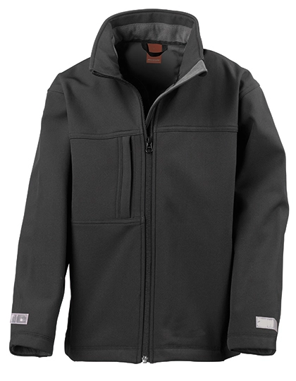 Youth Classic Soft Shell Jacket zum Besticken und Bedrucken in der Farbe Black mit Ihren Logo, Schriftzug oder Motiv.