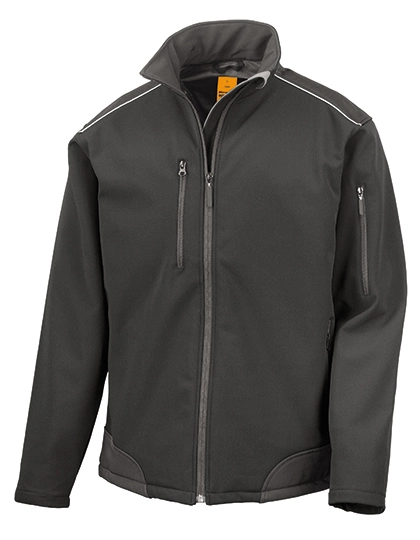 Ripstop Soft Shell Workwear Jacket With Cordura Panels zum Besticken und Bedrucken in der Farbe Black mit Ihren Logo, Schriftzug oder Motiv.