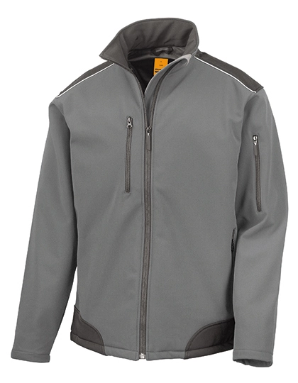 Ripstop Soft Shell Workwear Jacket With Cordura Panels zum Besticken und Bedrucken in der Farbe Grey-Black mit Ihren Logo, Schriftzug oder Motiv.