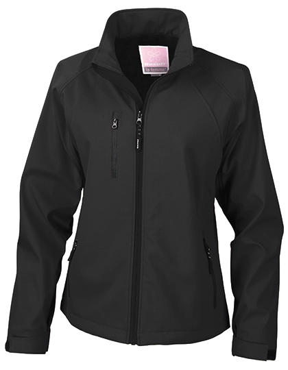 Women´s Base Layer Soft Shell Jacket zum Besticken und Bedrucken in der Farbe Black mit Ihren Logo, Schriftzug oder Motiv.